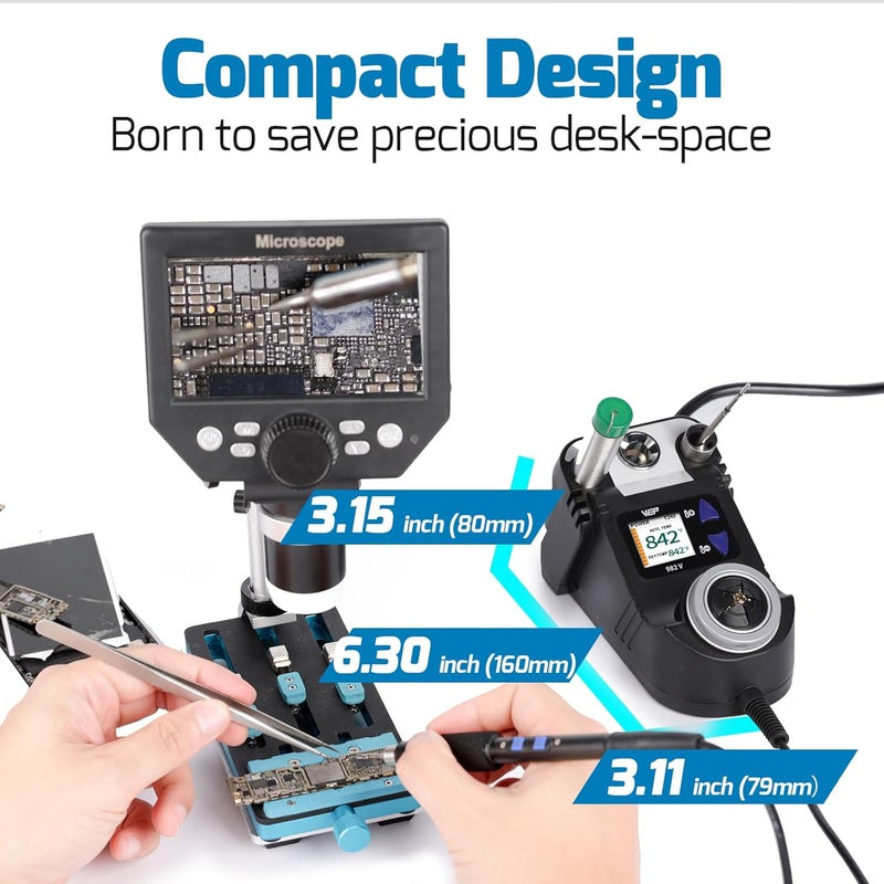 WeP 982-V Micro Soldering kit with 5 C245 Soldering Iron Tips, Temperature Control, Sleep Mode, Auto Shutdown and LCD Display - Image 3